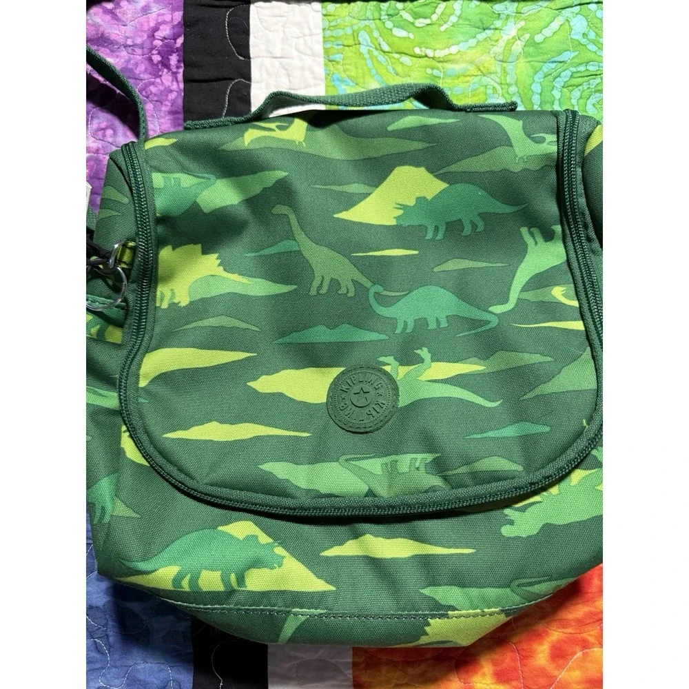 Kipling Kichirou Lunch Bag Jurrasic Jungle Jurassic With Monkey Bag Charm Green